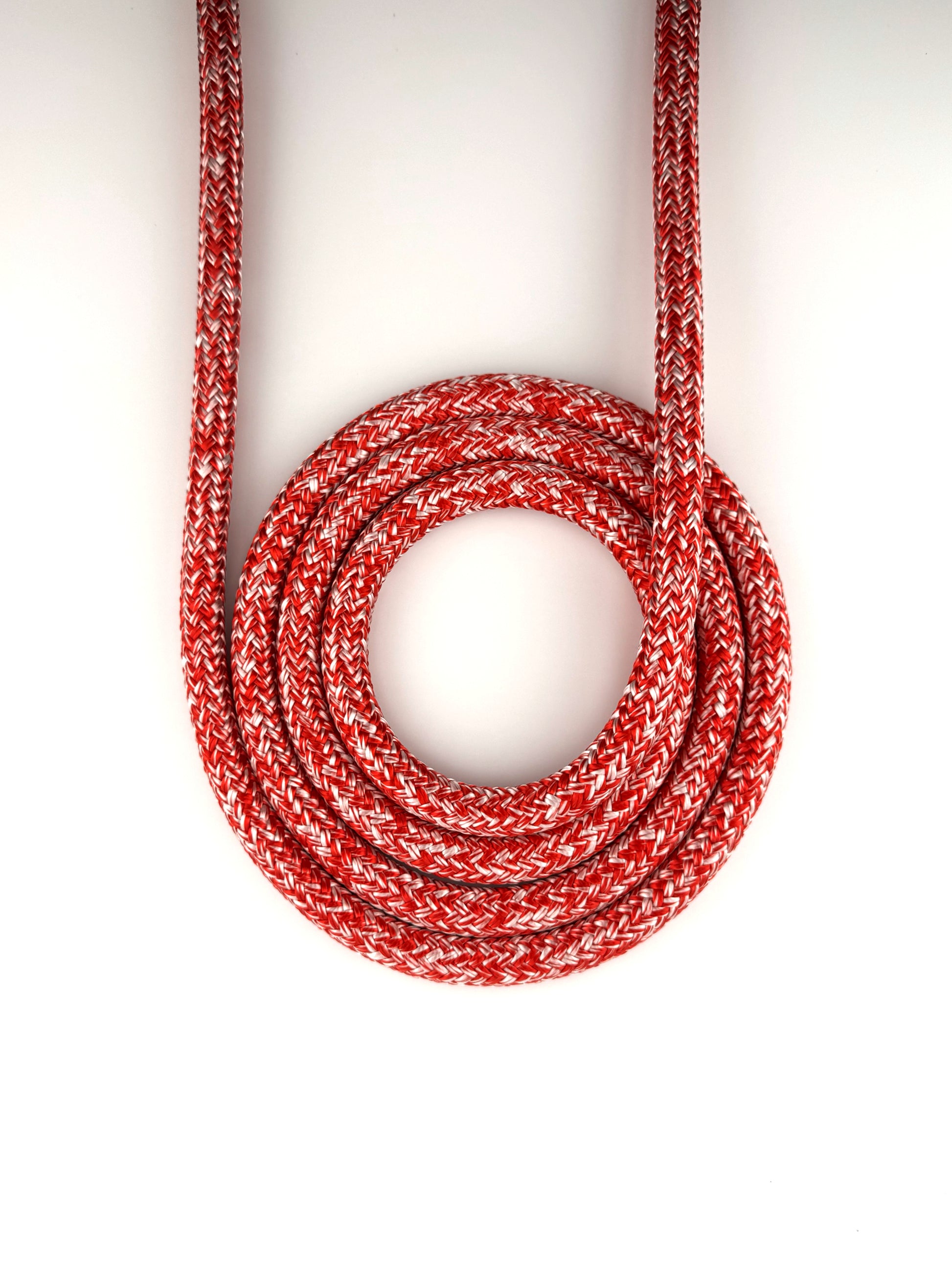 Lupes LS Mix red and white double braid rope made from high-tenacity polyester for low stretch and long-lasting durability.