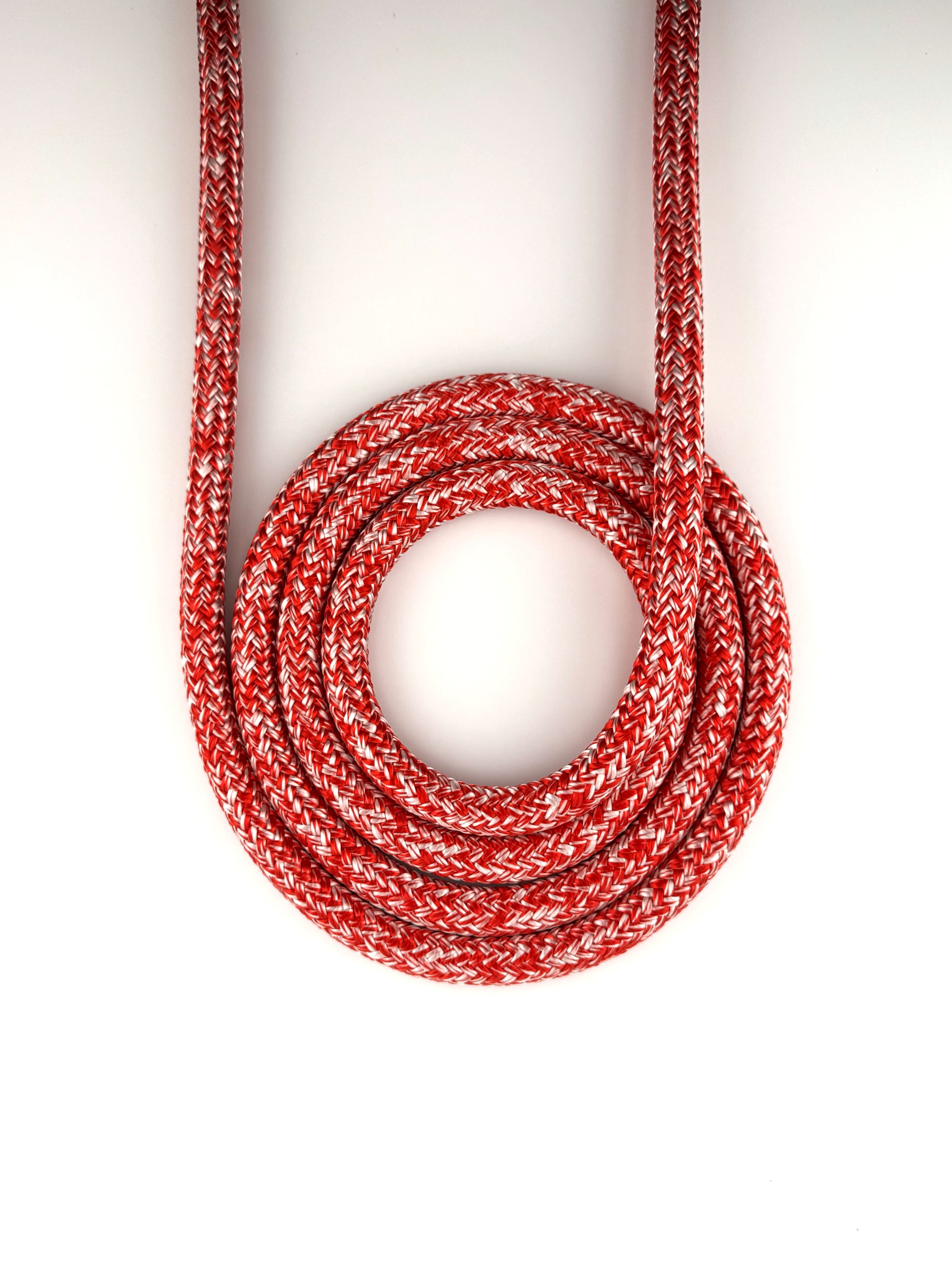 Lupes LS Mix red and white double braid rope made from high-tenacity polyester for low stretch and long-lasting durability.