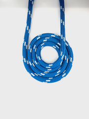 “Lupes® Ultra Fancy blue double-braided rope with white flecks, made from high-tenacity polyester for low stretch, durability, and smooth handling.”